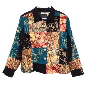 Drapers & Damons Vintage Multicolor Embroidered Patchwork Women's Button Jacket